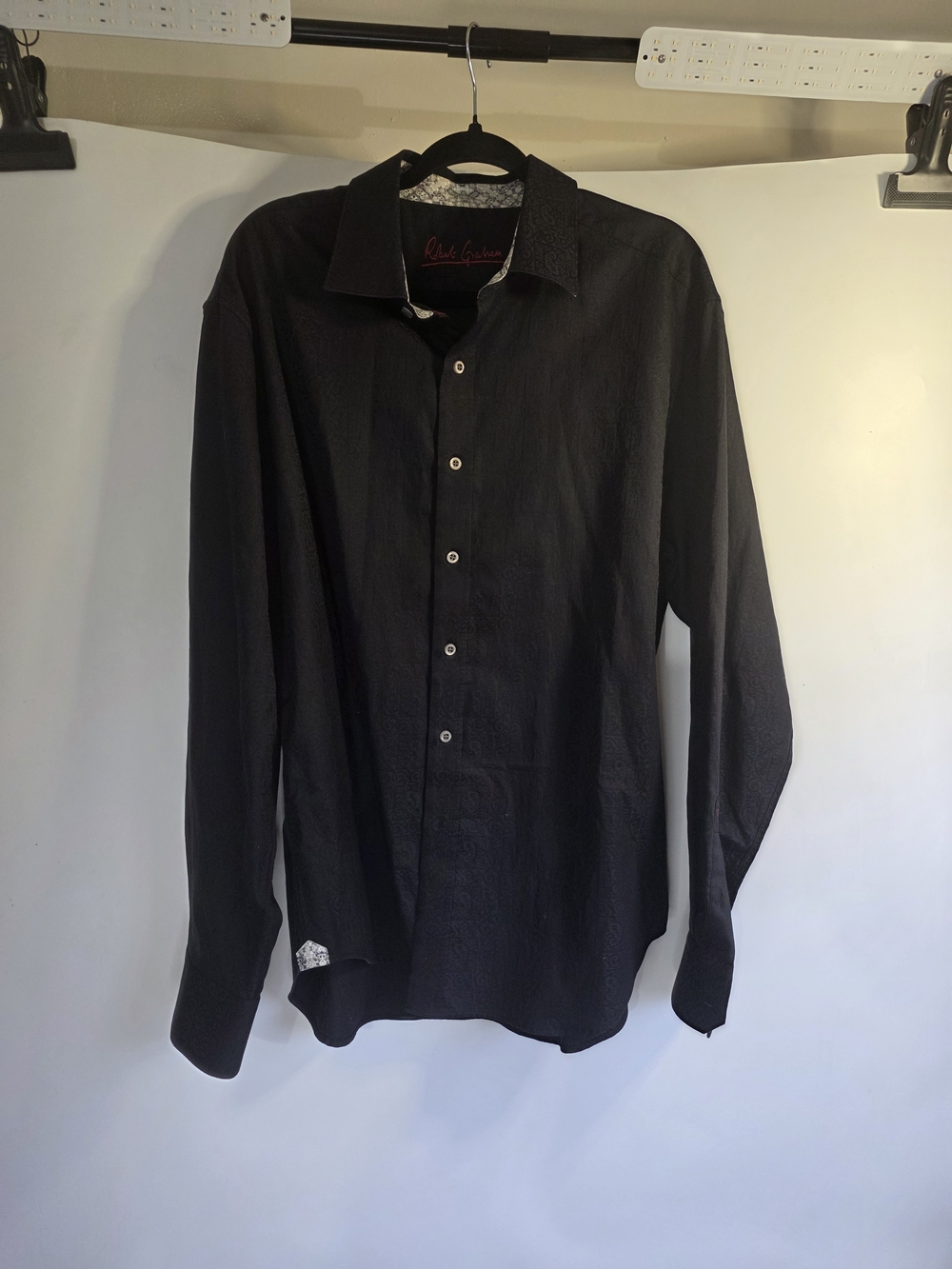 Robert Graham Black Long-Sleeve Dress Shirt Size XL